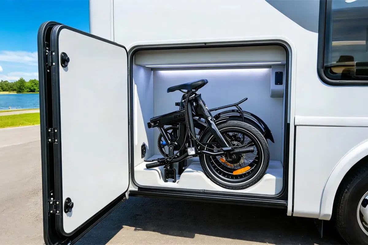 folded carbon e-bike storage yacht RV compact footprint