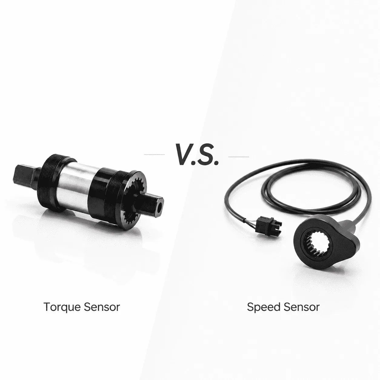Comparison of torque sensor vs speed sensor technology in electric bikes showing different pedal assist systems and riding experiences